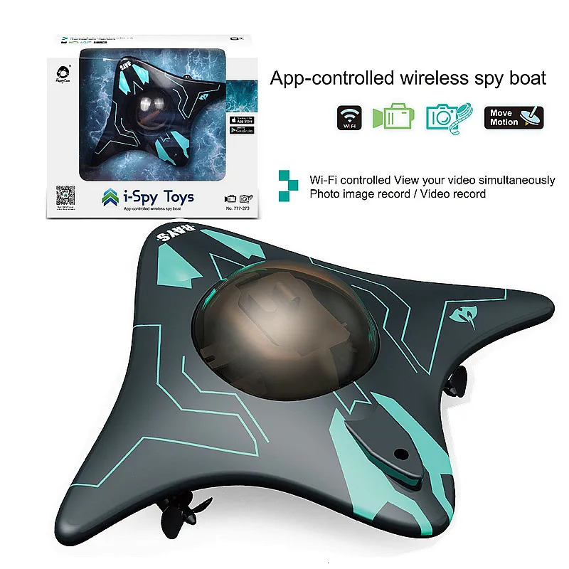 Mini WIFI RC Boat Six-way Real-time Transmission Underwater Camera Speedboat Po Video Remote Control Outdoor Children Toys 240129