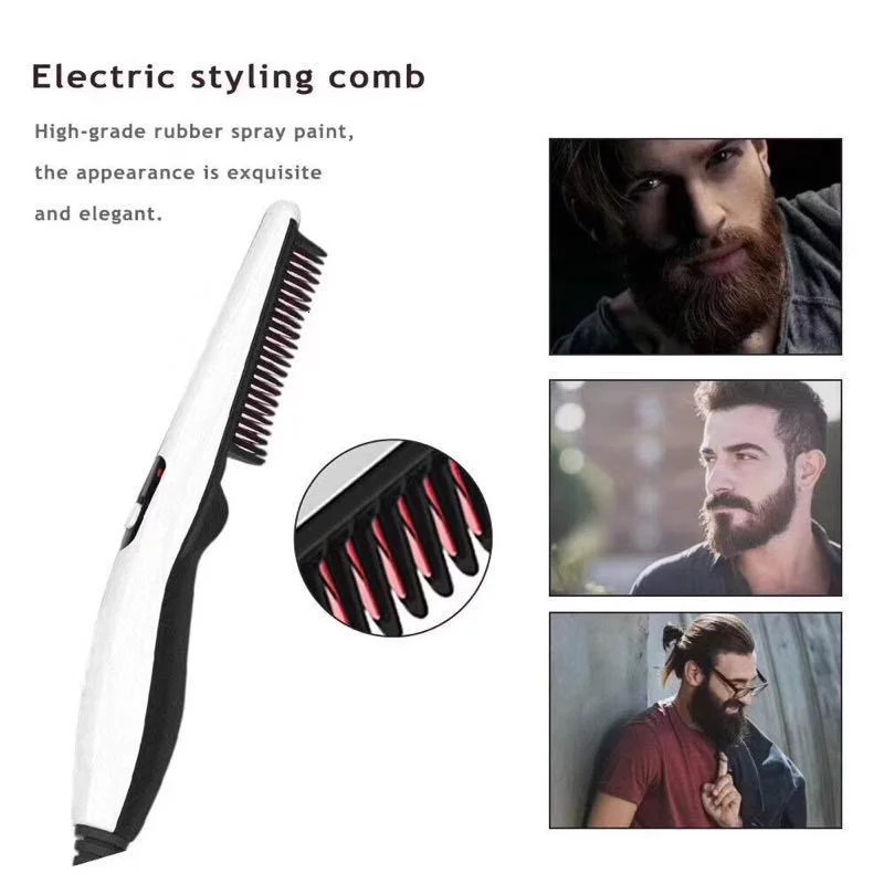 Hair Comb Beard Heating Brush for Men Hair Straightener Multifunctional Electric Beard Straightening Comb Quick Hair Styler 240119