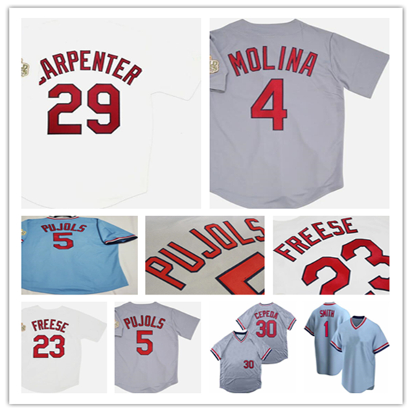 2011 Retro CARDINAL World Series WS Baseball Jersey David Freese Albert Pujols Chris Carpenter Matt Holliday Matt Carpenter Yadier Molina Ozzie Smith Stan Musial 4X