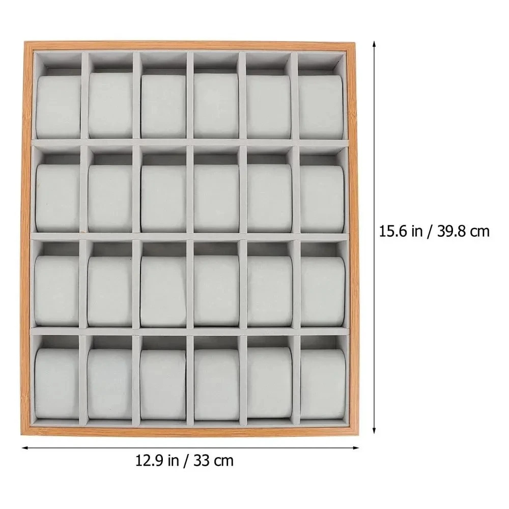 24 Slots Walnut Grain Wood Watch Storage Display Box Wristwatch Organizer Display Tray Watches Holder With Pillows Gift Cases 240124