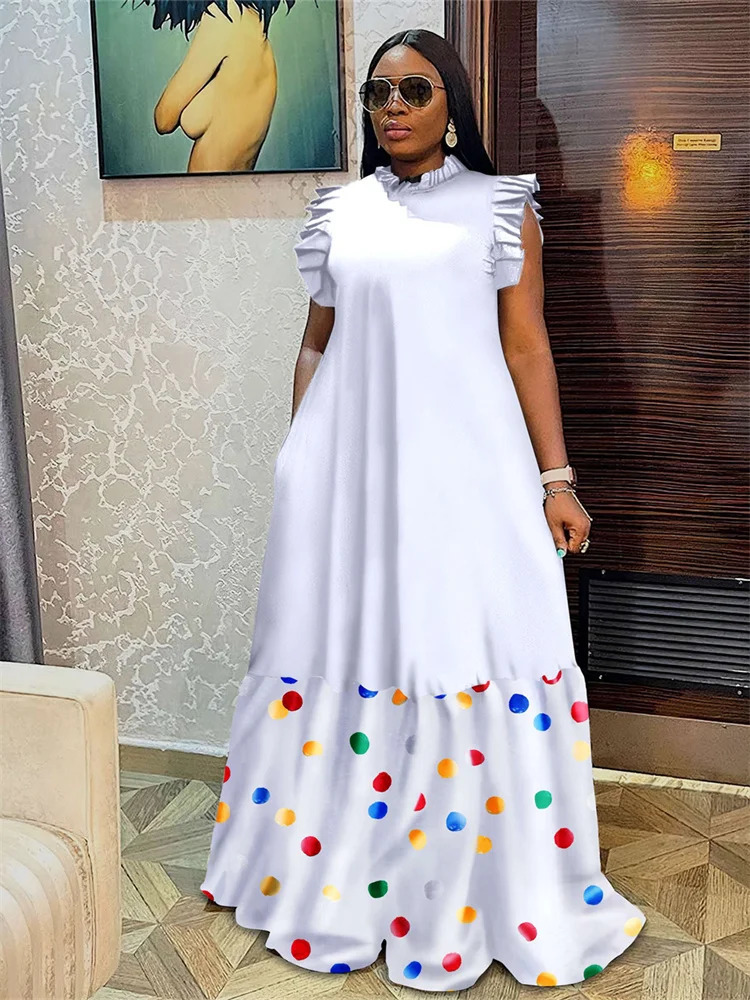 Wmstar Plus Size Dresses for Women Party Summer Clothes Patchwork Elegant Full Length Fashion Maxi Dress Wholesale Drop 240129