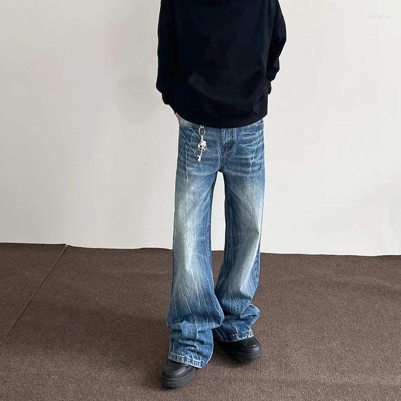Mens Jeans Mens Baggy Y2k Streetwear Blue Trousers Loose Straight Leg Vintage Distressed Casual Fashion Street Wide Denim Pants