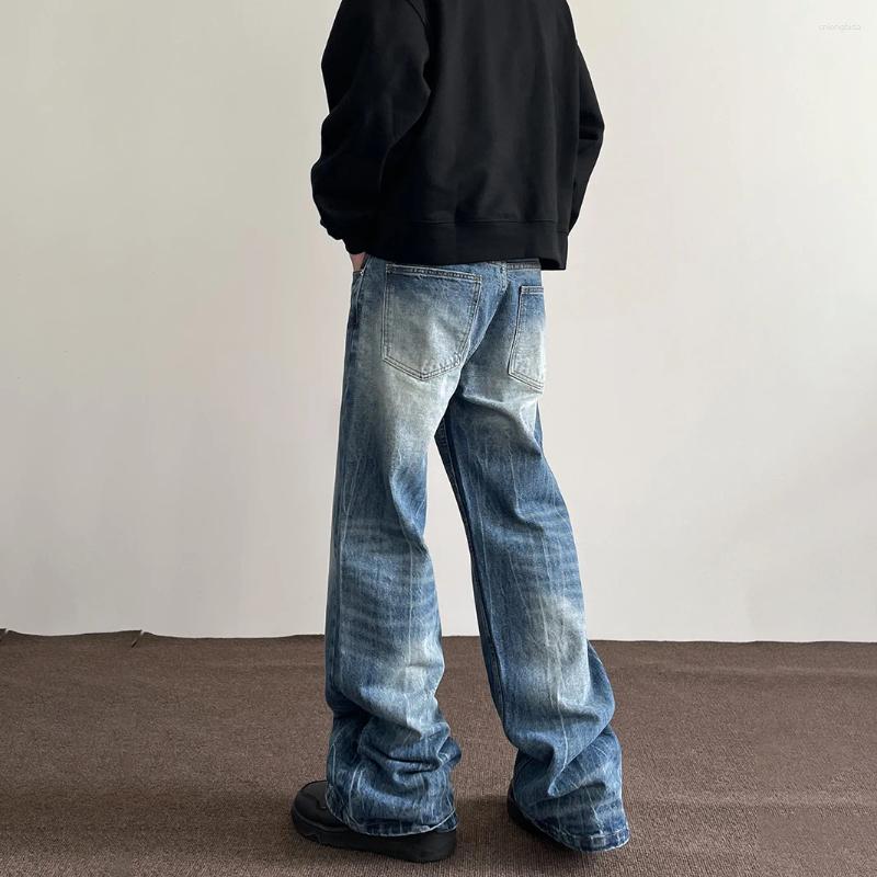 Mens Jeans Mens Baggy Y2k Streetwear Blue Trousers Loose Straight Leg Vintage Distressed Casual Fashion Street Wide Denim Pants