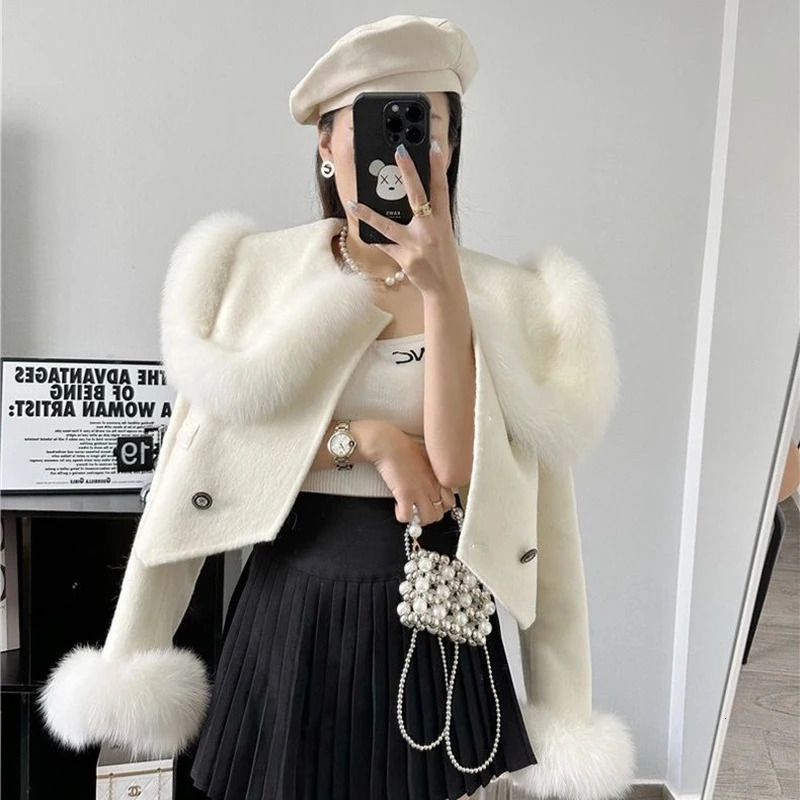 Winter coat womens 2024 high-quality fake fur large lapel double layer thick warm wool coat Korean fashion coat Chaquetas 240208