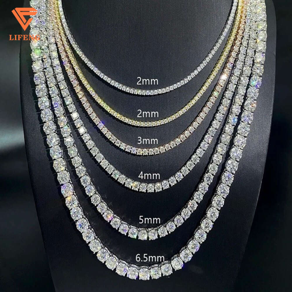 New Arrival Sier Hiphop Fashion Jewelry 8mm/15mm Iced Out Bg Big Size Dia Vvs Moissanite Tennis Chain Mens Necklace