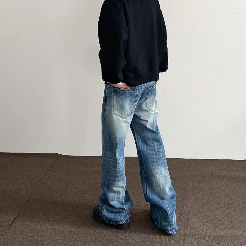 Mens Jeans Mens Baggy Y2k Streetwear Blue Trousers Loose Straight Leg Vintage Distressed Casual Fashion Street Wide Denim Pants