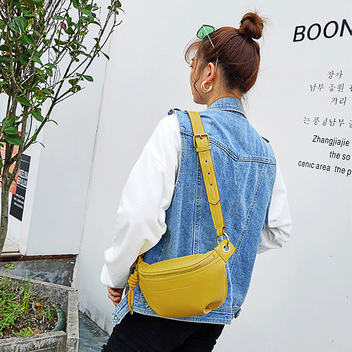 Waist Bags Solid Colour Frosting PU Leather For Women Sewing Thread Fanny Pack Female Ladies Chain Shoulder Chest Bag 221125