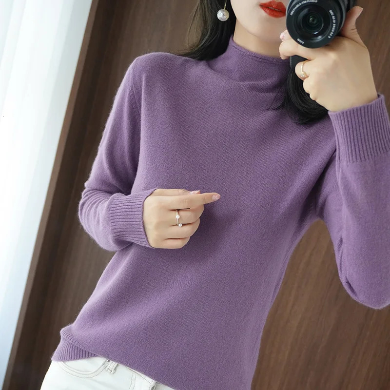 Womens Half Turtleneck Cashmere Sweater Women Warm Jumpers Ladies Pullover Autumn Winter Sweaters 240130
