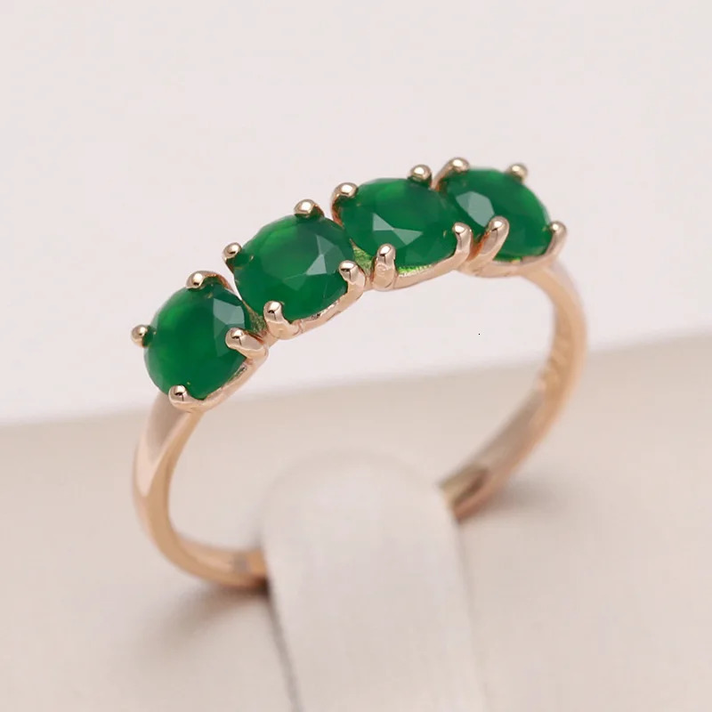 100 18K rose Gold Ring for Women Natural emerald gemstone Jewelry Anillos De Bizuteria Anillos Mujer Gemstone gold Rings Box 240119