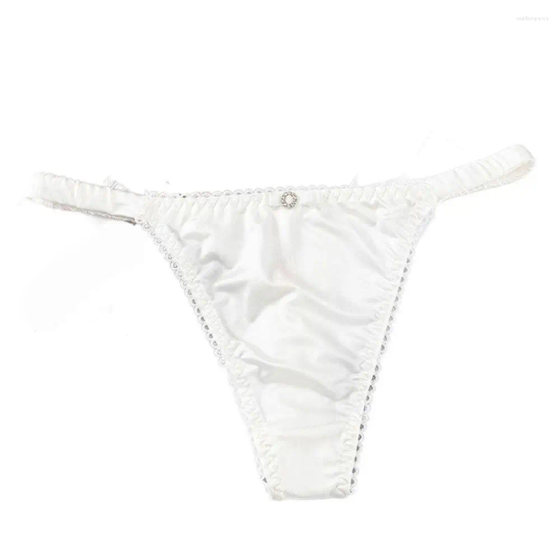Womens Panties Soft Seamless Thin Belt Underpants Solid Color For Girl Sports Satin Briefs Female Lingerie Bow Women Thong