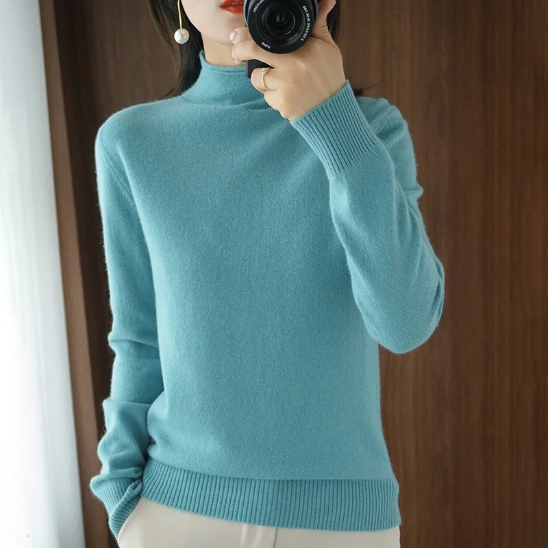 Womens Half Turtleneck Cashmere Sweater Women Warm Jumpers Ladies Pullover Autumn Winter Sweaters 240130