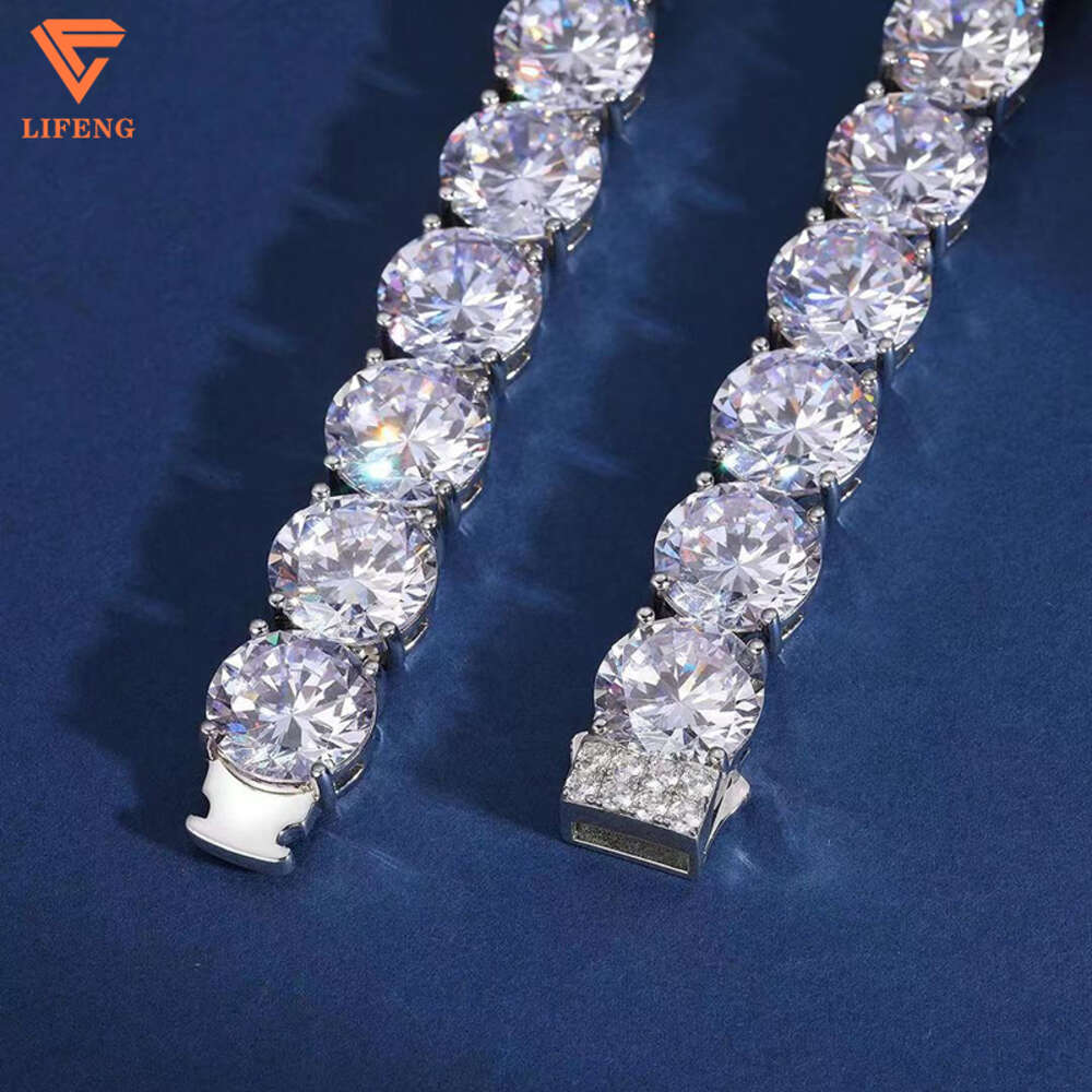 New Arrival Sier Hiphop Fashion Jewelry 8mm/15mm Iced Out Bg Big Size Dia Vvs Moissanite Tennis Chain Mens Necklace