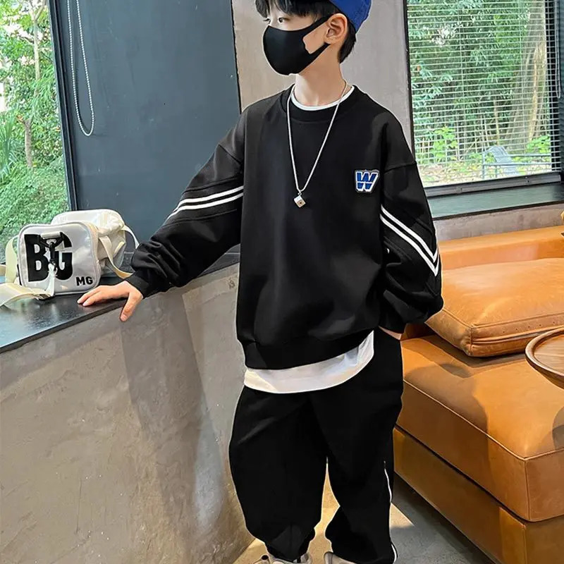 Spring Autumn Boys bet Striped SweatshirtSweatpant Set School Kids Tracksuit Child Work Outfit Student Jogger Suit 5-16Yrs 240118