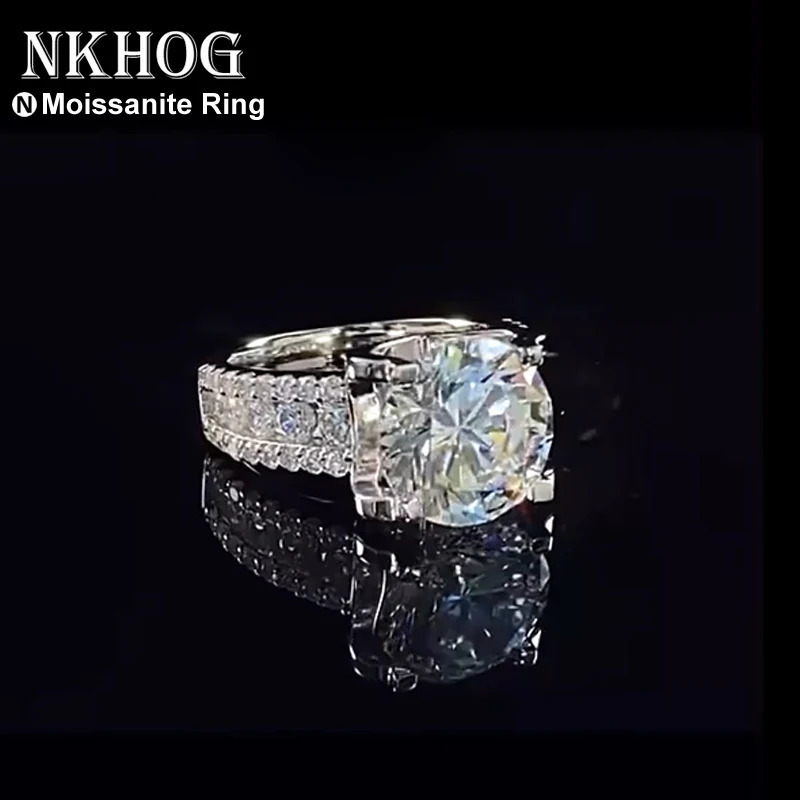 Real 2 Carat 8mm Wedding Ring For Women 925 Sterling Silver Band D Color VVS Diamond Engagement Fine Jewelry With Gra 240124