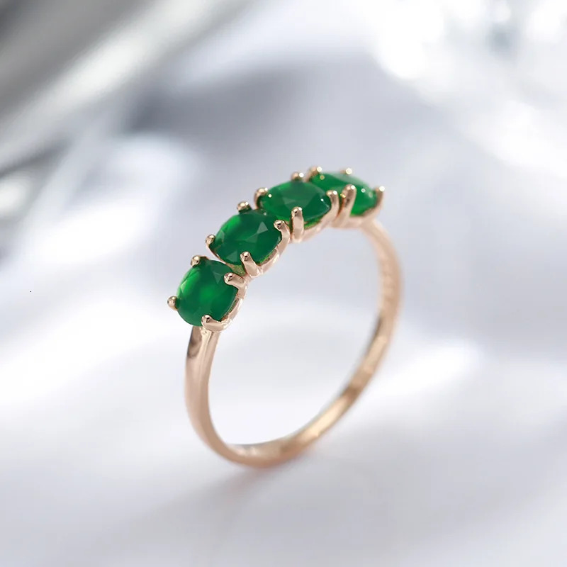 100 18K rose Gold Ring for Women Natural emerald gemstone Jewelry Anillos De Bizuteria Anillos Mujer Gemstone gold Rings Box 240119