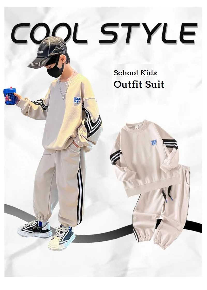 Spring Autumn Boys bet Striped SweatshirtSweatpant Set School Kids Tracksuit Child Work Outfit Student Jogger Suit 5-16Yrs 240118