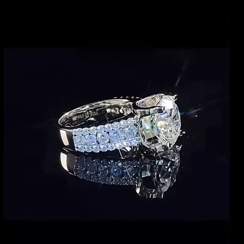 Real 2 Carat 8mm Wedding Ring For Women 925 Sterling Silver Band D Color VVS Diamond Engagement Fine Jewelry With Gra 240124