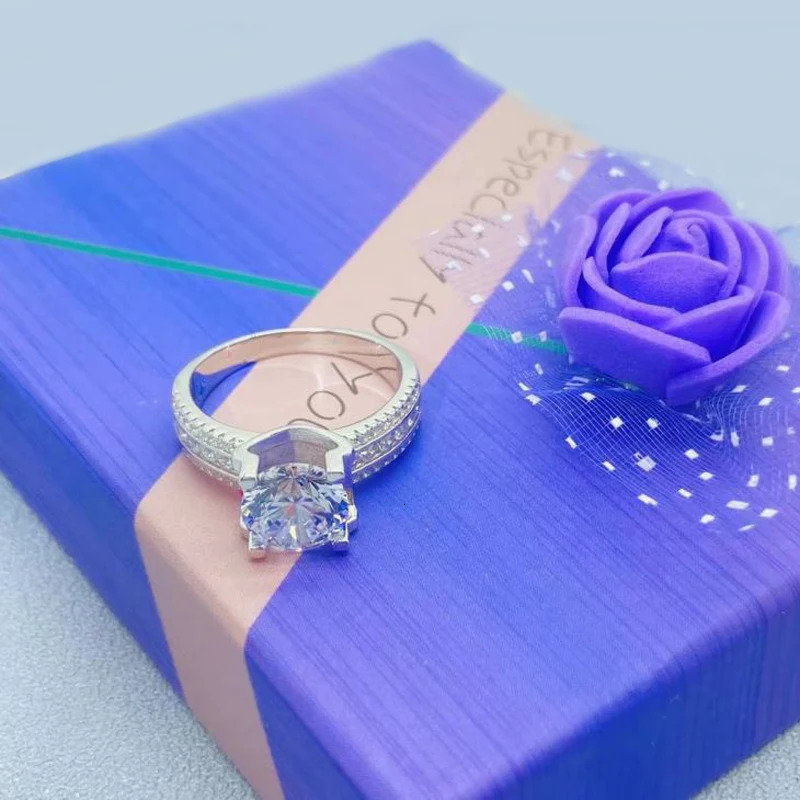 Real 2 Carat 8mm Wedding Ring For Women 925 Sterling Silver Band D Color VVS Diamond Engagement Fine Jewelry With Gra 240124