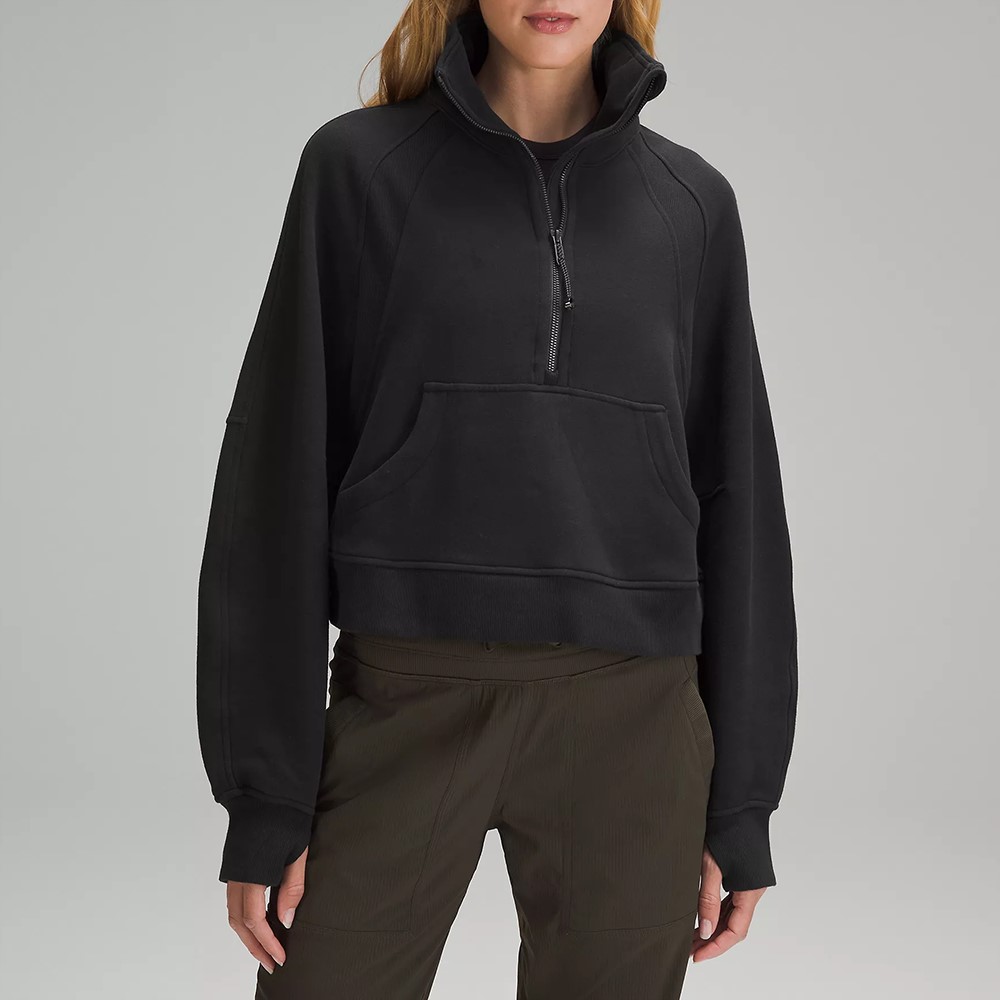 Women Yoga Funnel Neck Jacket half Zipper Coat Oversized Clothes Thumb Hole Sportwear Gym Workout Hooded Top Fitness Outfits Running Hoodies
