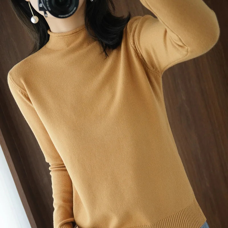 Womens Half Turtleneck Cashmere Sweater Women Warm Jumpers Ladies Pullover Autumn Winter Sweaters 240130