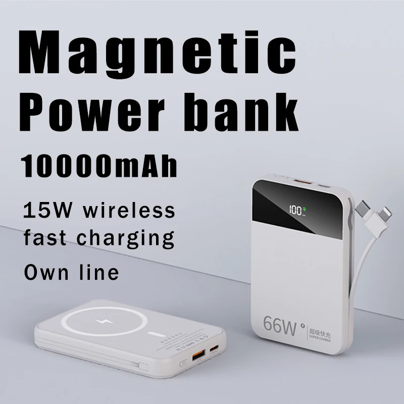 15W Magnetic Wireless Charger Power Bank 10000mAh Wireless Charging External Battery For iPhone 14 13 12 Pro Max LED Display