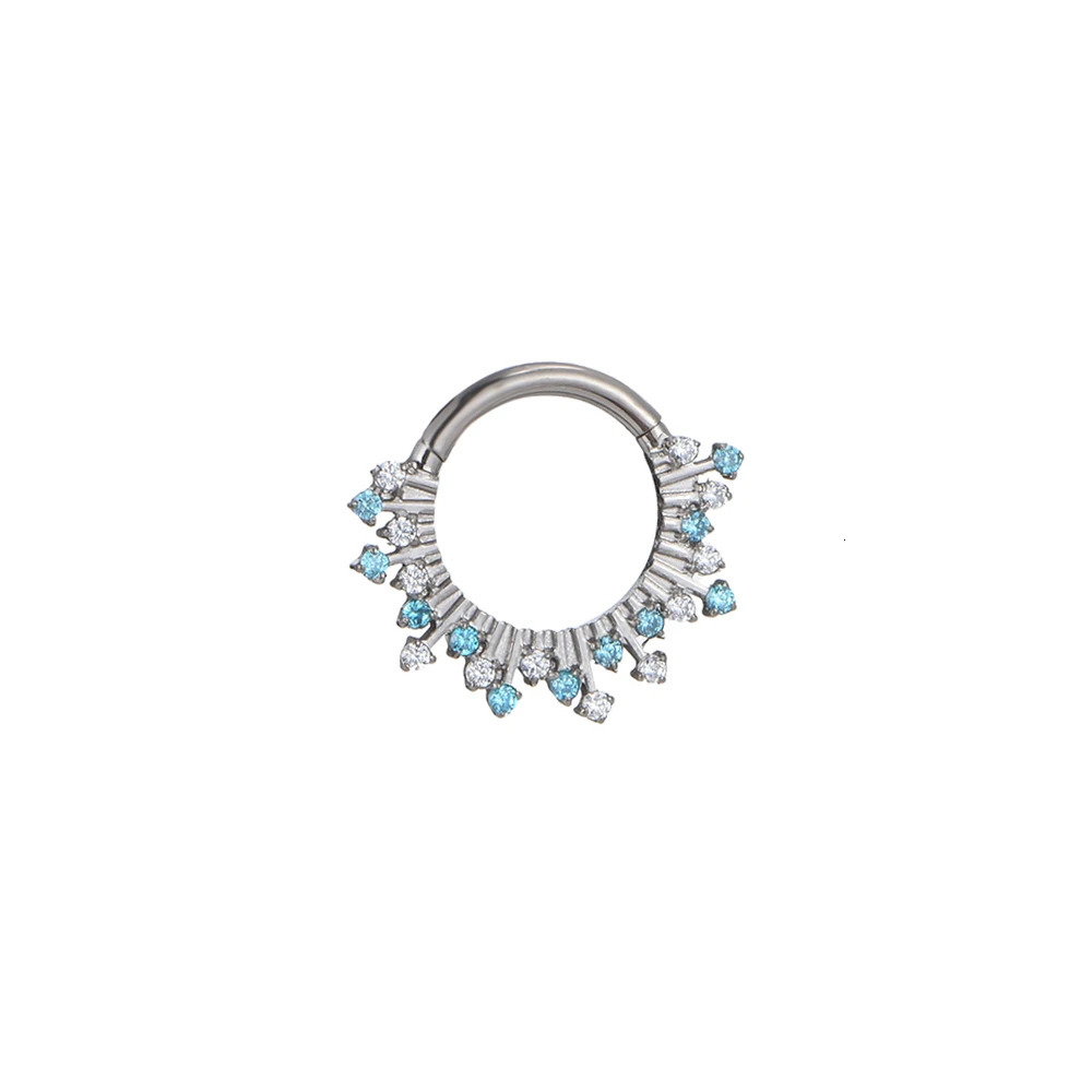 QM 1PCS ASTM 36 Fashion Zircon Clicker Hoop Nose Ring Earrings Body Piercing Jewelry 240130