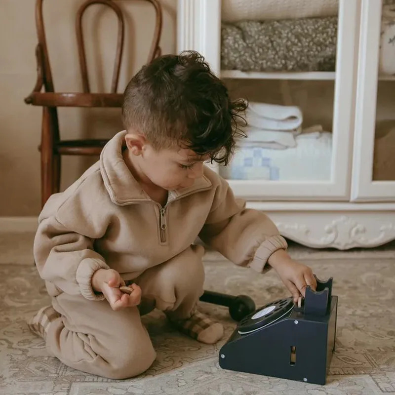 Kids Sportswear Suits for Children Autumn Winter Thicken Fleece Jacket Pant Baby Boy Girl Tracksuits Clothes Boys Outfit 240127