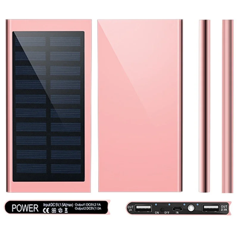 20000mAh Solar Power Bank Portable External Battery phone Charger Dual USB Powerbank for iPhone 8 XS max Xiaomi Huawei Poverbank