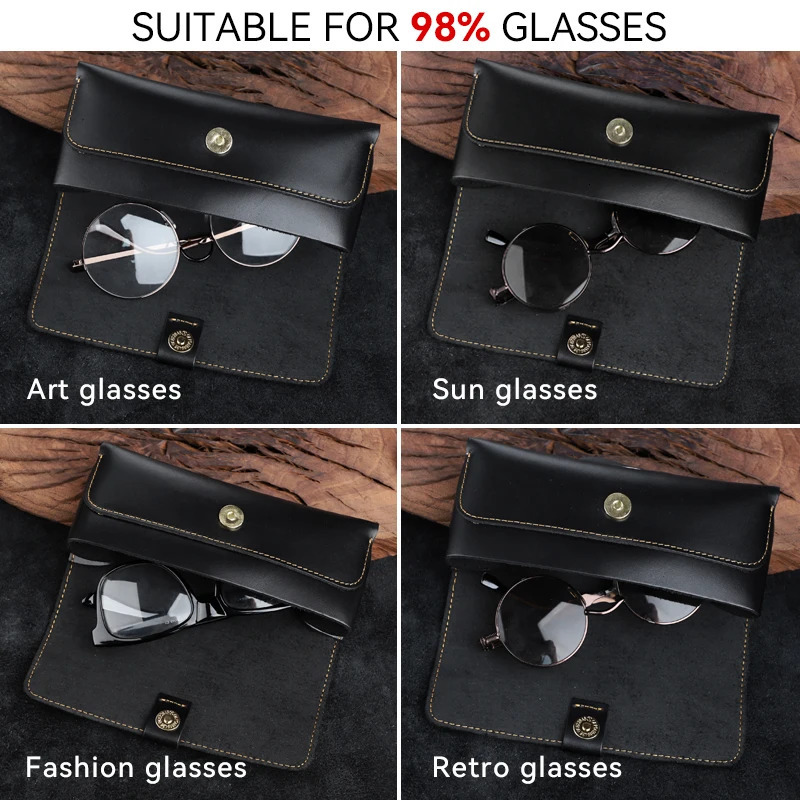 Vintage Cow Leather Glasses Box Handmade Sunglasses Holder Eyeglasses Organizer Bag Genuine Leather Eye Glasses Case Cover 240118