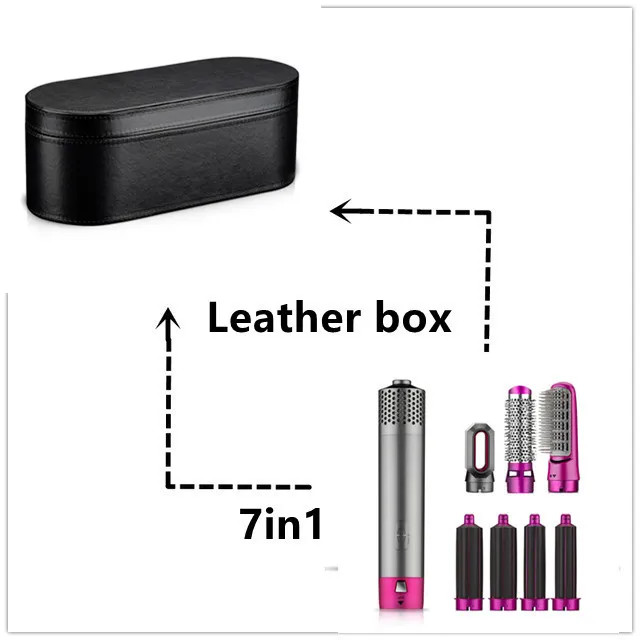 Care & Tools Leather Box Curling Irons 7 In 1 One Step Hair Dryer Volumizer Rotating Dryer Curler Comb Brush Dryers For Styling Tool