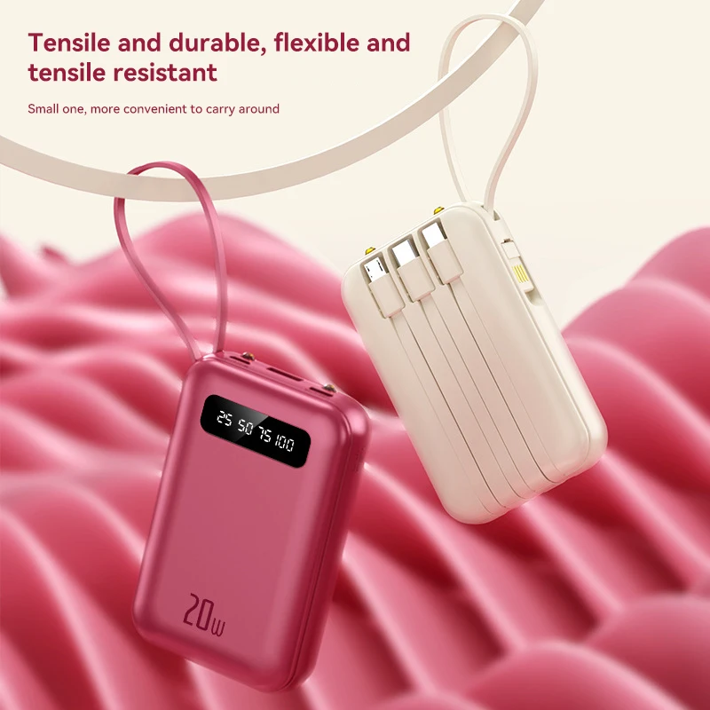 Portable Mini Power Bank - 20000mAh Capacity, Rapid Charge USB-C & MicroUSB, LED Screen