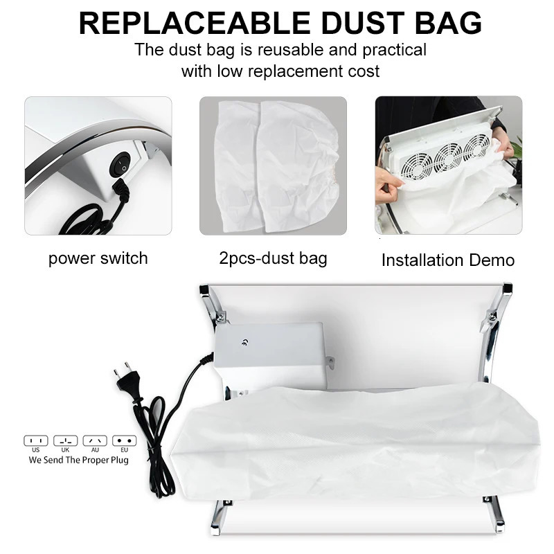 Nail Dust Collector Fan Manicure Machine Tools Strong Power Nail Vacuum Cleaner With Remove Filter ctor Fan For Salon Tools 240123
