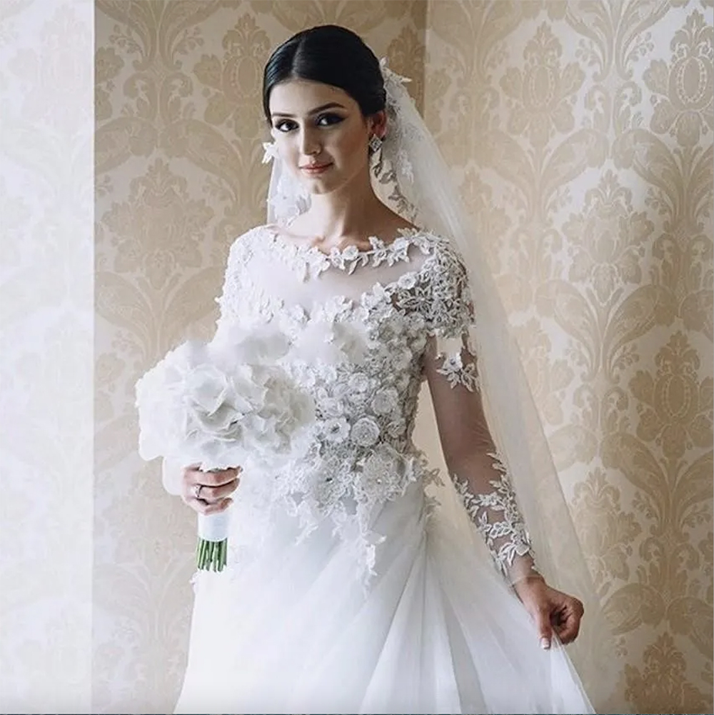 2024 Romantic Victorian Dresses Scoop Vintage Long Sleeves Arabic Muslim Islamic Wedding Gowns Lace Appliques Bridal Dress 0509