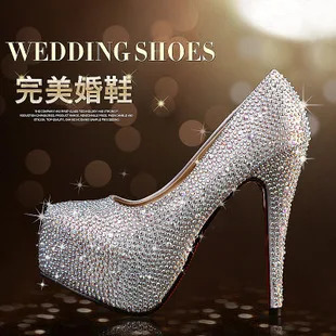 Crystal Pumps Women Shoes Platform High Heels Wedding Shoes Bride Red Silver Platform High Heels Ladies Shoes Platform Heels 240129