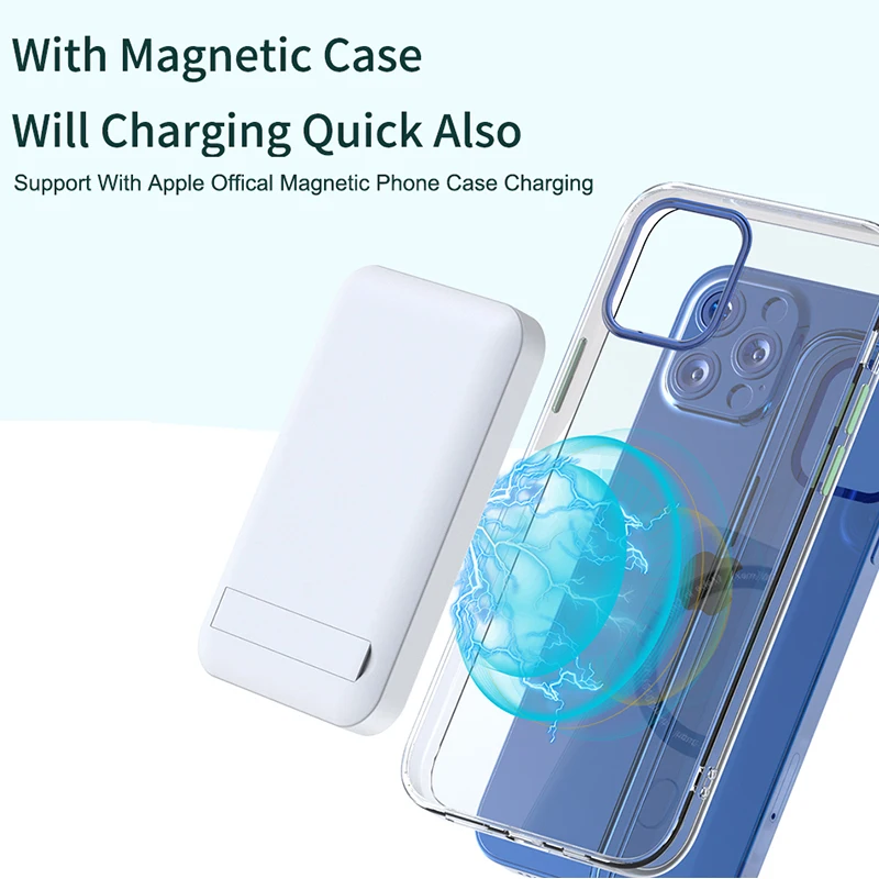 15W Magnetic Wireless Charging 10000mAh Power Bank With Stand For IPhone12 13 Pro Max 22.5W Fast Charge External Battery