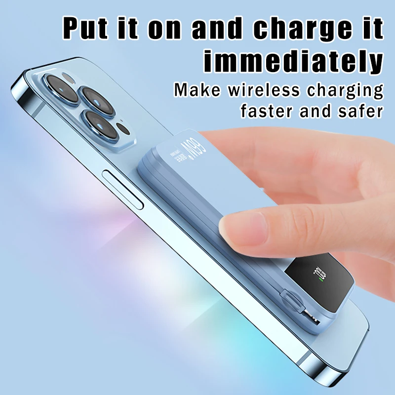 15W Magnetic Wireless Charger Power Bank 10000mAh Wireless Charging External Battery For iPhone 14 13 12 Pro Max LED Display