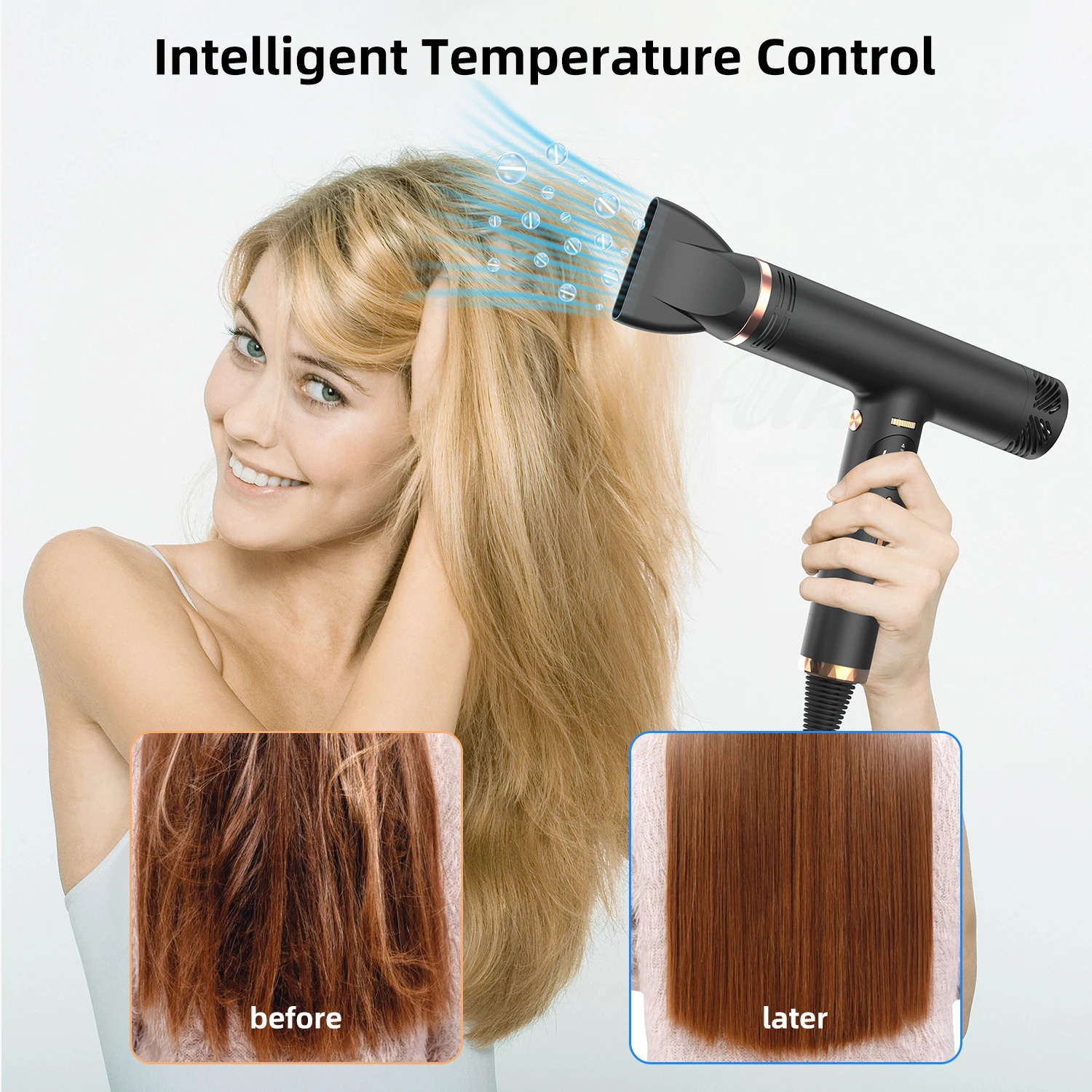 110000RPM High-Speed Hair Dryer Brushless Motor Strong Wind Ionic Blow Dryer LED Display Screen Hairdryer Low Noise Hair Dryers 240119
