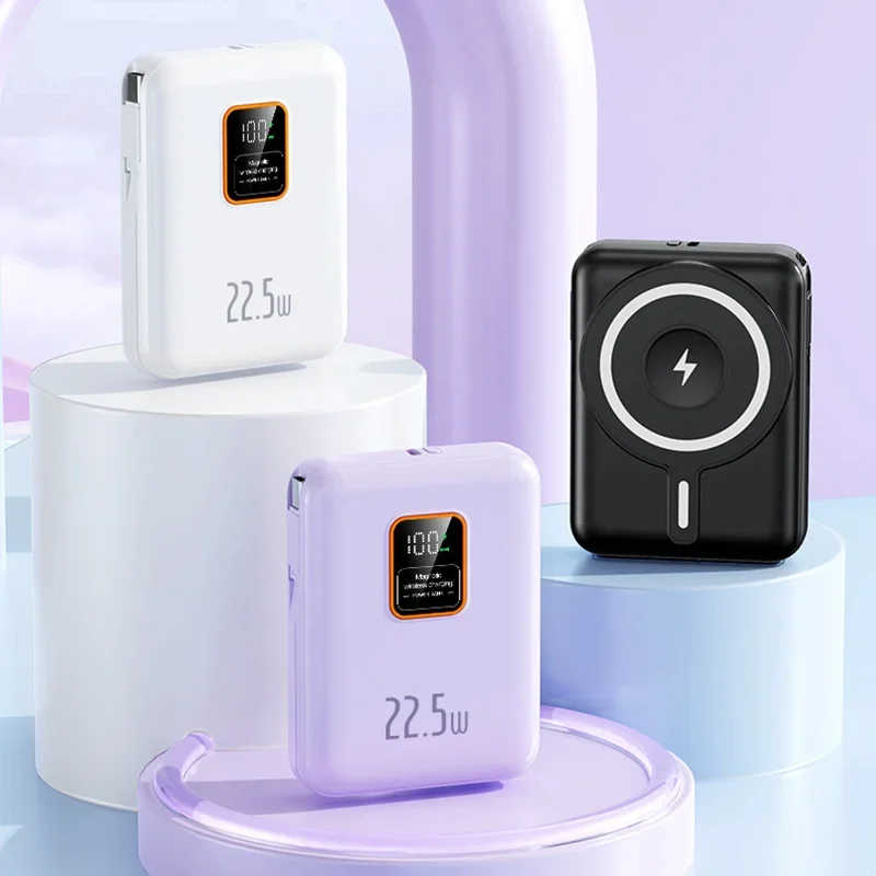 New 30000mAh Wireless Power Bank Fast charge 22.5W Magnetic Portable Powerbank Type C Fast Charger For iPhone Xiaomi Samsung