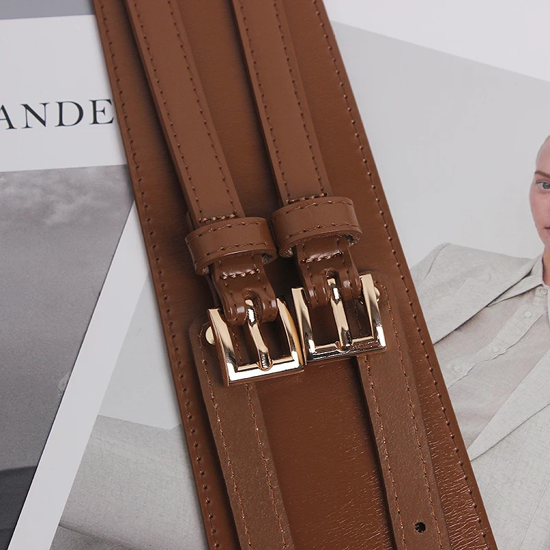 Fashion Wide Cowskin Cummerbund Womens Cummerbunds Knot Real Leather Waistbands For Dress Decorate Waist Belt Coat Accessorie 240119