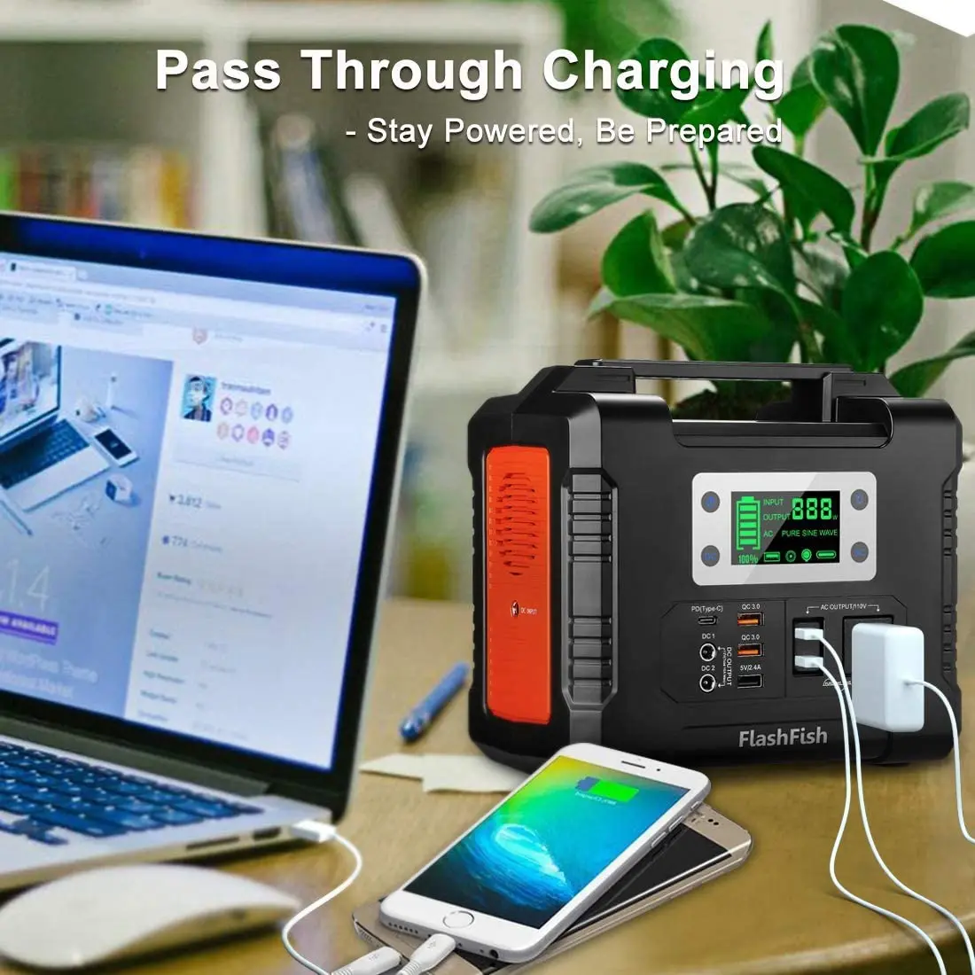 110V Solar Generator Portable Power Pure Sine Wave Output 12V DC for Outdoor Home Camping Backup Power