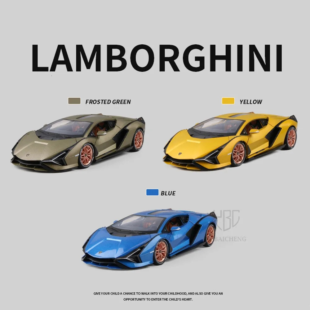 1/18 Lambor Car Model Alloy Diecast Boys Toy SIAN FKP37 Supercar High simulation 4 Door Opened With Light Collections Kids Toy 240131