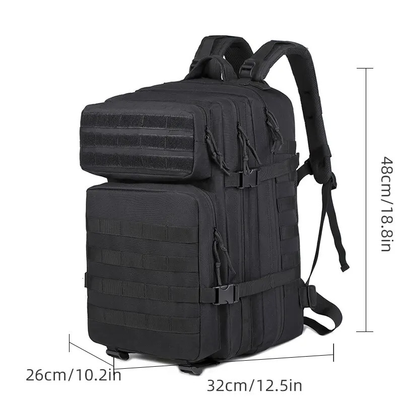 Men Army Military Tactical Backpack 900D Polyester 45L 3P Softback Outdoor Waterproof Rucksack Hiking Camping Hunting Bags 240202