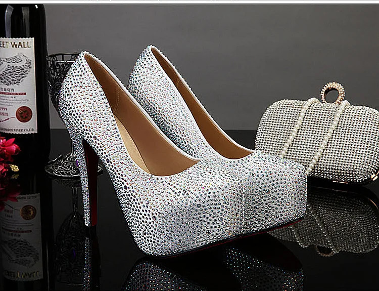 Crystal Pumps Women Shoes Platform High Heels Wedding Shoes Bride Red Silver Platform High Heels Ladies Shoes Platform Heels 240129