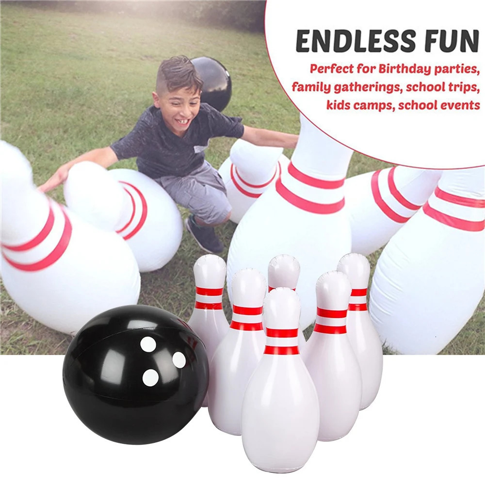 Giant Inflatable Bowling Set For Kids Adults Outdoor Sports Toys Family Lawn Yard Games Parent Child Interactive Game 240202
