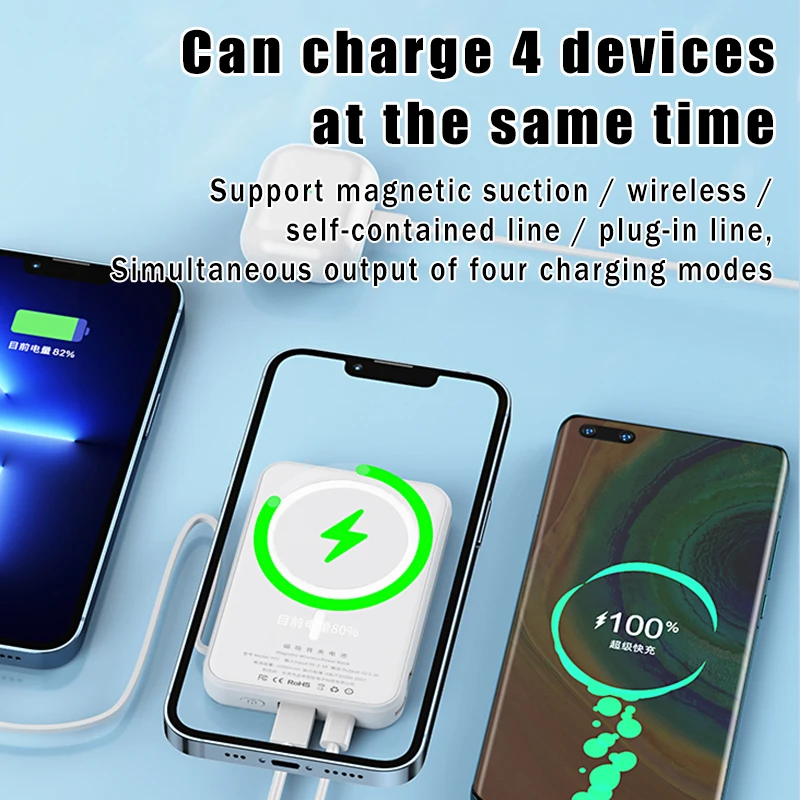15W Magnetic Wireless Charger Power Bank 10000mAh Wireless Charging External Battery For iPhone 14 13 12 Pro Max LED Display