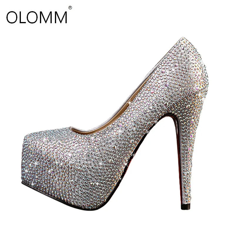 Crystal Pumps Women Shoes Platform High Heels Wedding Shoes Bride Red Silver Platform High Heels Ladies Shoes Platform Heels 240129