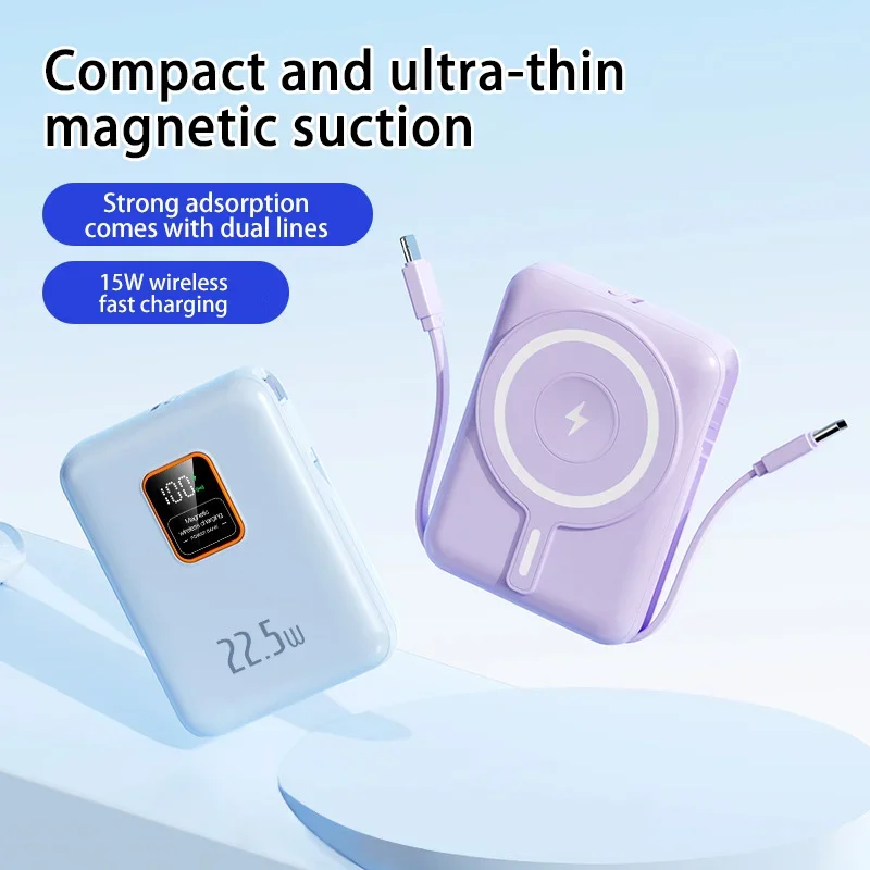 New 30000mAh Wireless Power Bank Fast charge 22.5W Magnetic Portable Powerbank Type C Fast Charger For iPhone Xiaomi Samsung