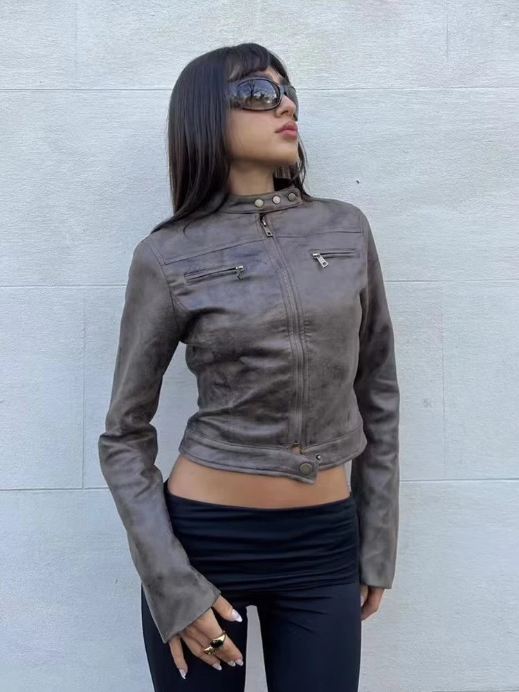 Autumn Winter Overcoat Long Sleeve Motorcycle Jacket Short Coat Vintage Slim Outwear Boyfriend Style Suede Jacket Coat 240124