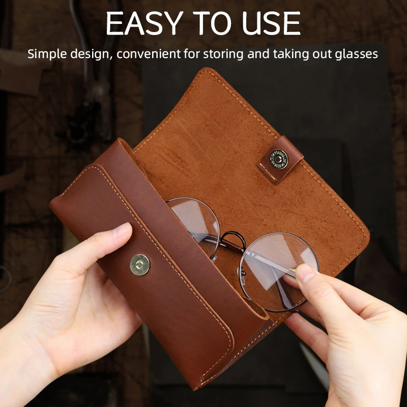 Vintage Cow Leather Glasses Box Handmade Sunglasses Holder Eyeglasses Organizer Bag Genuine Leather Eye Glasses Case Cover 240118