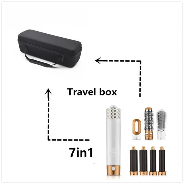 Care & Tools Leather Box Curling Irons 7 In 1 One Step Hair Dryer Volumizer Rotating Dryer Curler Comb Brush Dryers For Styling Tool